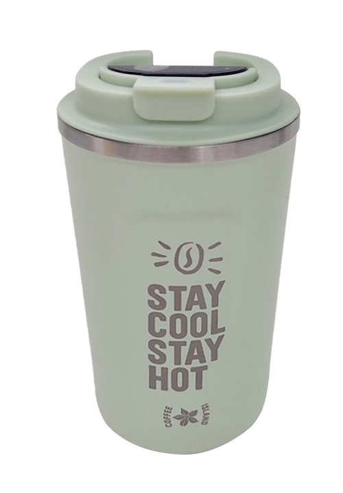 Thermos with electronic thermometer (pistachio)